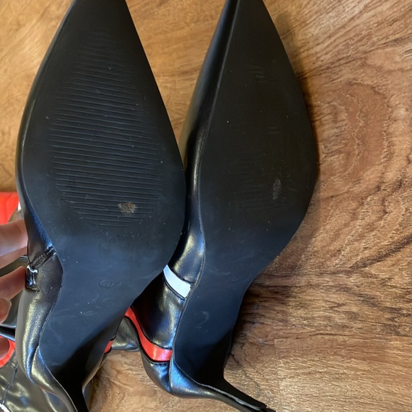 Liliana Black and Red Women's thigh high moto heeled Boots size 8 - Picture 3 of 7